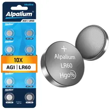 alpalium AG1 LR60 Alkaline Knopfzelle Batterien 10er Pack - 1.5V Ohne Quecksilber, Premium Qualität & Lange Lagerfähigkeit