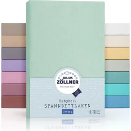 Julius Zöllner Jersey Spannbettlaken für Baby- & Kinderbett, 100% Jersey-Baumwolle, OEKO-TEX Standard 100 zertifiziert, Größe: 60x120cm / 70x140cm, 1er Pack, salbei