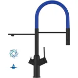 VIZIO 4 Wege Wasserhahn Küchenarmatur Schwarz Matt Blau