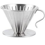 Papierloser Kaffeefilter, Doppelschichtiges Filterdesign, professioneller Kaffeefilter aus Edelstahl, Edelstahl Kaffeefilter, 3.3 inch Wiederverwendbare Kaffeefilter Kegelsieb mit Rutschfestem Tassens