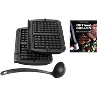 Tefal Antihaft Waffelplatten Einsätze + Schöpfkelle für den Optigrill+ inkl Rezeptbuch, Antihaftbeschichtet, für Belgische Waffeln, Leichte Reinigung, Spülmaschinengeeignet