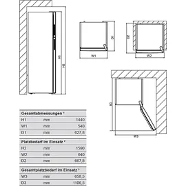 Respekta KS144VS Retro-Kühl-Gefrierkombination (213 l, 1450 mm hoch, Schwarz)