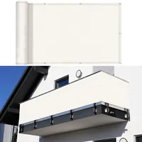 GUOJUN Balkon Sichtschutz Balkonabdeckung 100 x 200 cm Windschutz Staubschutz Tennisblende Schattiernetz Sichtschutz mit Ösen und Kordel für Balkon Garten im Freien, Weiß