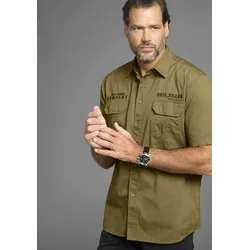 Kurzarmhemd MAN'S WORLD, Herren, Gr. XXL (47/48), N-Gr, grün (khaki), Web, Obermaterial: 100% Baumwolle, casual, bequem, Kurzarm, Hemden, Kurzarmhemd in lässiger Passform
