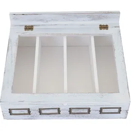 Mendler Aufbewahrungsbox HWC-C25, Teebox Schmuckkästchen Kiste, Paulownia 17x37x33cm ~ weiß, shabby