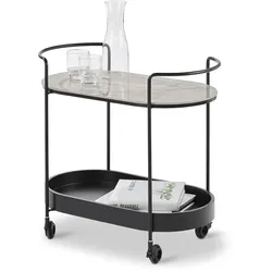 Tchibo - Servierwagen in Marmoroptik - 68x39x63cm - schwarz - Keramik / Holz / Metall