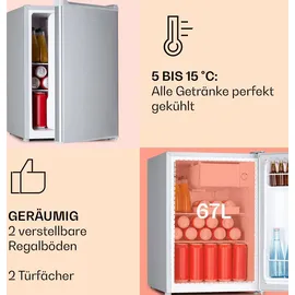 Klarstein Fargo 67 Getränkekühlschrank 67 l 47,5 cm hoch Silber