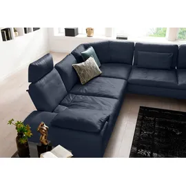 W.Schillig Eckcouch Leder 3-Sitzer Blau