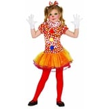 FIESTAS GUIRCA Buntes Clown Kostüm Mädchen mit Petticoat Clown Kleid, Clown Halskrause - Alter 3-4 J.- Clown Kostüm Kinder Mädchen, Clownkostüm Kinder Karneval, Faschingskostüme Kinder Clown Fasching