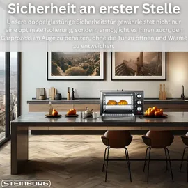 Steinborg Minibackofen 15L Krümelblech 60 min Timer 100-230°C 1200W