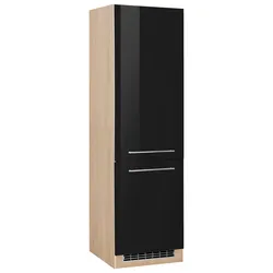 Kühlumbauschrank KOCHSTATION "KS-Eton", schwarz (schwarz hochglanz), B:60cm H:200cm T:60cm, Schränke, für großen Kühlschrank, Nischenmaß 178 cm