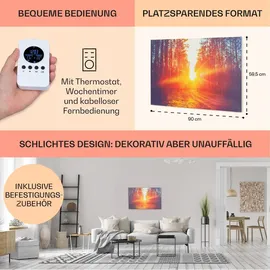 Klarstein Infrarotheizung mit Thermostat, 580W Elektroheizung, Bild-Infrarotheizung zur Wandmontage, IR Paneel mit Fernbedienung & Timer, Feuchtrau... - Bunt