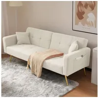 Merax Schlafsofa, mit Bettfunktion, Bettsofa, Klappsofa, Gästebett weiß