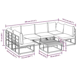 vidaXL Garten-Lounge-Set 7-tlg. schwarz Aluminium