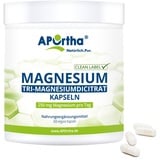 APOrtha® Magnesium-Citrat - Tri-Magnesiumdicitrat 360 Kapseln, 250 mg Magnesium pro Tagesverzehr, natürliches, elementares Magnesium