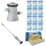 WAYS - Poolpflege - Poolsauger & Filterpumpe 1250 L/u & 12 Filter Typ H & WAYS Scheuerbürste