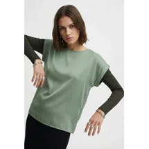 VILA VIELLETTE Kurzarmshirt Satin Grün S (36)
