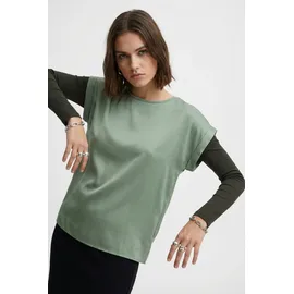VILA VIELLETTE Kurzarmshirt Satin Grün S (36)