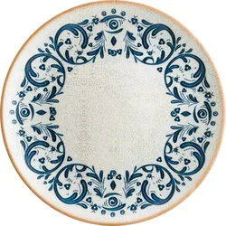 6x Bonna Viento Gourmet mediterran kleiner Teller flach rund 23cm 2,5cm hoch Weiß Blau Braun Porzellan S-MT-VIEGRM23DZ Frühstücksteller Kuchen Brot