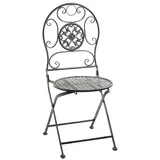 Kobolo Gartenstuhl Vintage Nostalgie Stuhl aus Metall grau 91cm