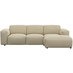 Ecksofa FLEXLUX "Lucera Chaislongue rechts oder links, L-Form, bequem", beige (sandy beige), B:251cm H:73cm T:171cm, 100% Polyester, Sofas, modern & anschmiegsam, Kaltschaum, Stahl-Wellenunterfederung