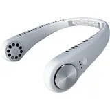Klingenloser Nackenventilator, 360°-kühlung, Usb-aufladbar, 3 Geschwindigkeitsstufen, Kopfhörer (weiß)