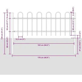 vidaXL Gartenzaun 170 x 80 cm Grau/Stahl