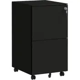 Vinsetto Aktenschrank mit 2 Schubladen, Abschließbarer Büroschrank mit Rollen, Bürocontainer für A4 Akten, Dokumente, Stahl, 37 x 43,5 x 67,5 cm, Arbeitszimmer, Aktenschränke