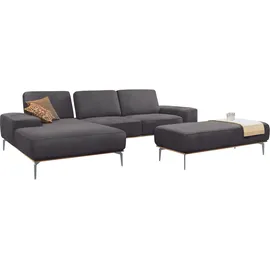 W.Schillig Ecksofa "run, Designsofa mit tollem Sitzkomfort, bequem, L-Form", grau (anthrazit w82), B:319cm H:88cm T:178cm, Longlife Xtra-Leder Z73: Naturwalkleder der Luxusklasse aus den erlesensten Rohhäuten.