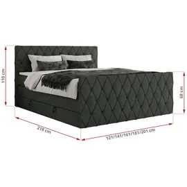 MKS Meble Boxspringbett mit Bettkasten, - grau - Maße cm B: 141 H: 110