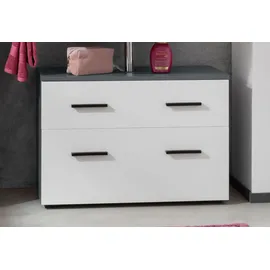 INOSIGN Waschbeckenunterschrank INOSIGN "Skara", grau (anthrazit, weiß), B:80cm H:55cm T:35cm, Spanplatte, Schränke, Waschbeckenunterschrank, mit Klappe und Schubkasten, schwarze Griffe, Breite 80 cm, Höhe 55 cm