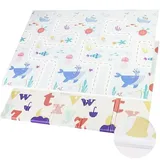 CCLIFE Krabbelmatte Baby Spielmatte Kinder 196x175x1.8cm Faltbar Spielteppich Spielunterlage Groß Rutschfest Beidseitig Tragbar Wasserdicht Innen Außen Bunt,CushHom