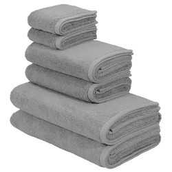 Handtuch Set BRUNO BANANI "Lana, Handtuch in Premium Qualität 600g/m2", grau (aluminium), 6 tlg., Frottier, Frottier, Obermaterial: 100% Baumwolle, Handtuch-Sets, hochwertig, stilvoll, weich, extra schwere, flauschige Hotel-Qualität