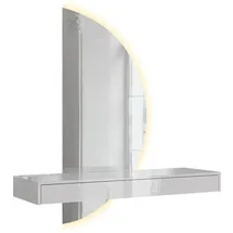 Vicco Schminktisch Sherry, Weiß Hochglanz, 120 cm mit LED-Spiegel