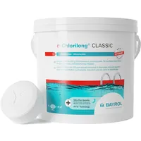 BAYROL e-Chlorilong® CLASSIC 5 kg – langsamlösliche 200 g Chlortabletten für Pool zur Dauerdesinfektion - Aktivchlorgehalt 92 % - alle Filterarten - Dosierschwimmer Pool oder Skimmer