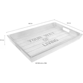 Myflair MÖBEL & Accessoires Tablett "Ewi, grau" Dekotablett mit Schriftzug, Shabby Optik