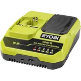 Ryobi 18 V ONE+ Akku-Schnellladegerät RC18180, 8,0 A Ladestrom lädt einen 4,0 Ah Akku in weniger als 30 Minuten, USB-C- und USB-A-Ladeanschlüsse zum bequemen Aufladen Anderer Geräte