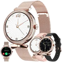 ZPIMY Smartwatch Damen mit Telefonfunktion, 1,2 Zoll Stahl Smart Watch mit Diamant|123 Sport|Menstruationszyklus|SpO2|Schlafmonitor|Sportuhr Aktivitätstracker für Android iOS|Geschenke Damen (Gold)