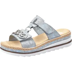 Pantolette, Plateau, Sommerschuh, Schlappen mit Strass-Stein-Verzierung, Gr. 36, hellblau, , 42501767-36