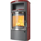 Kaminofen HARK 44 GT FlameKat 7 kW - Ofenkacheln: Bordeaux-Rot - Korpus: titan/verchr.