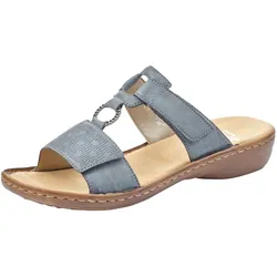 Pantolette, Keilabsatz, Sommerschuh, Schlappen mit Schmuckring, Gr. 36, jeansblau, Schuhe, 94614732-36