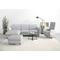 sit&more Ecksofa »Grenoble L-Form«, Federkern, wahlweise mit Bettfunktion, Bettkasten, Armteilverstellung, silberfarben