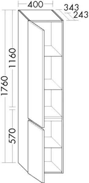 Burgbad Hochschr.Lin20 Acryl/Lack Matt 1760x400x245 Schwarz Solid Matt, HSPD040RF6515 HSPD040RF6515