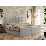 mks möbel Boxspringbett 140 x 200 cm H4 Hellgrau