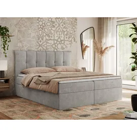 mks möbel Boxspringbett 140 x 200 cm H4 Hellgrau
