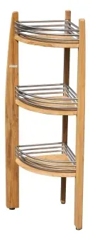 Zebra Spa Vento Eckregal mit 3 Ablagen aus Teakholz-Edelstahl 34x34x108cm