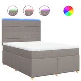 vidaXL Boxspringbett mit Matratze Taupe 140x200 cm Stoff