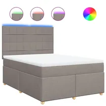 vidaXL Boxspringbett mit Matratze Taupe 140x200 cm Stoff