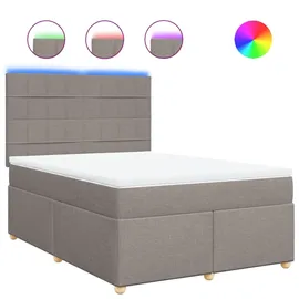 vidaXL Boxspringbett mit Matratze Taupe 140x200 cm Stoff