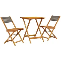 vidaXL 3-tlg. Bistro-Set Grau Polypropylen und Massivholz